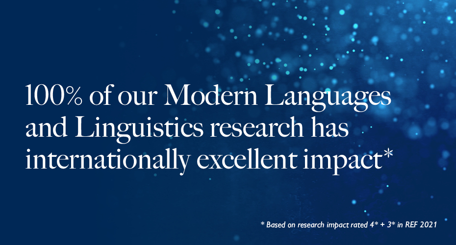 100% of our Modern Languages and Linguistics research has internationally excellent impact