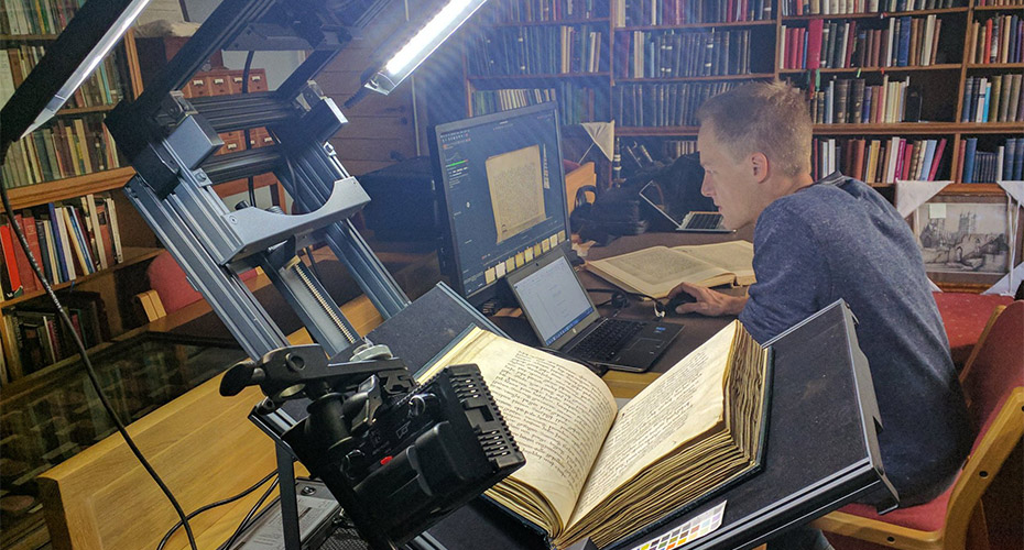 Image showing the process of digitising the Exeter Book